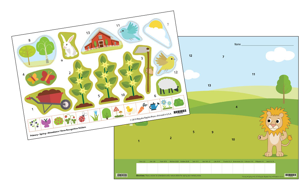 Primary Attendance/Verse Charts and Stickers <br>Spring 2025