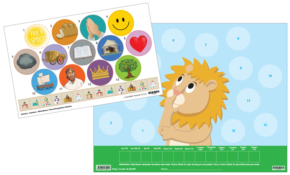 Primary Attendance/Verse Charts and Stickers <br>Summer 2024