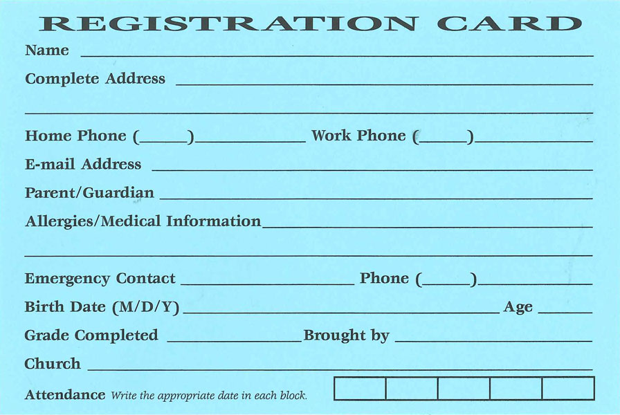 Registration Cards VBS 2021