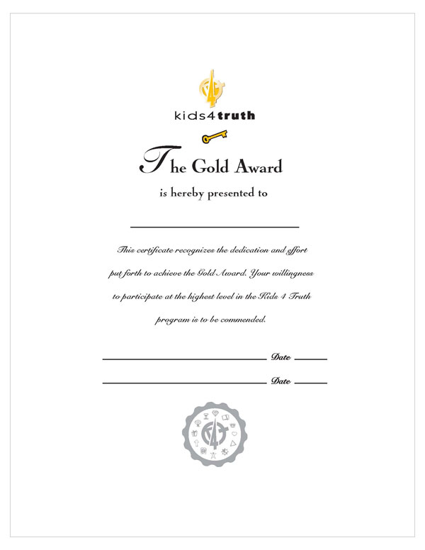 Gold Award <br>Certificates